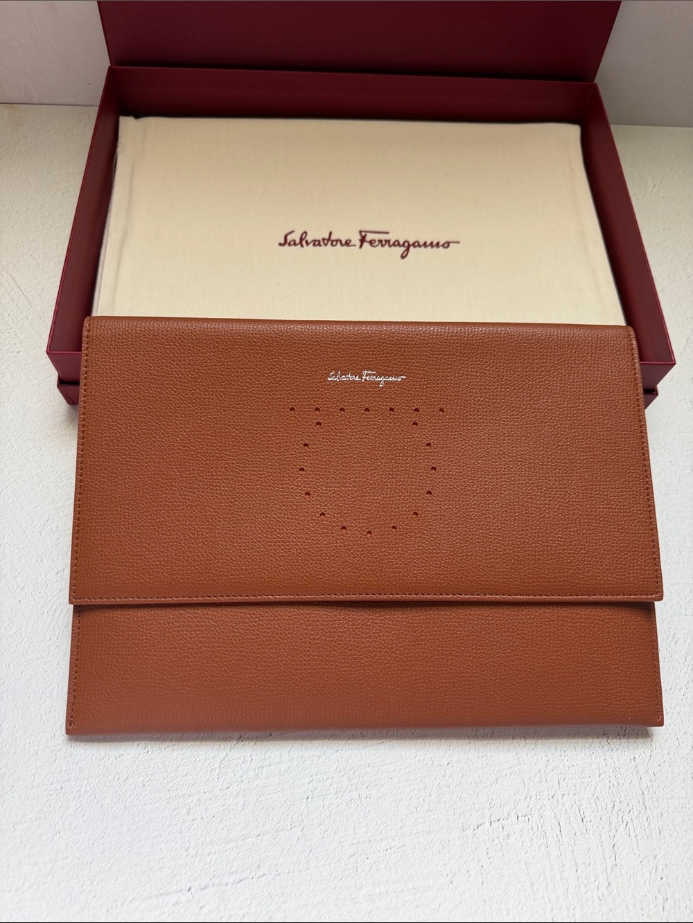 Salvatore Ferragamo Leather Envelope Clutch